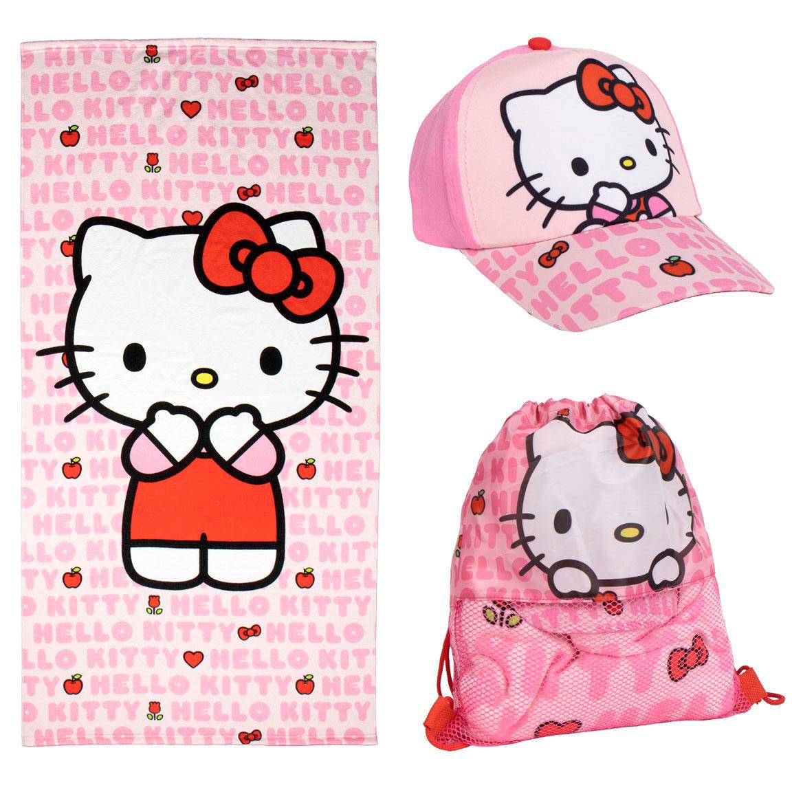 Hello Kitty- Mochila Soft + Toalha + Boné