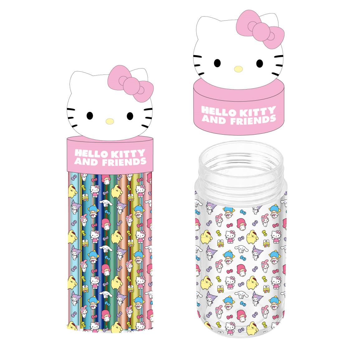 Hello Kitty- Copo c/ tampa 3D c/ marcadores coloridos