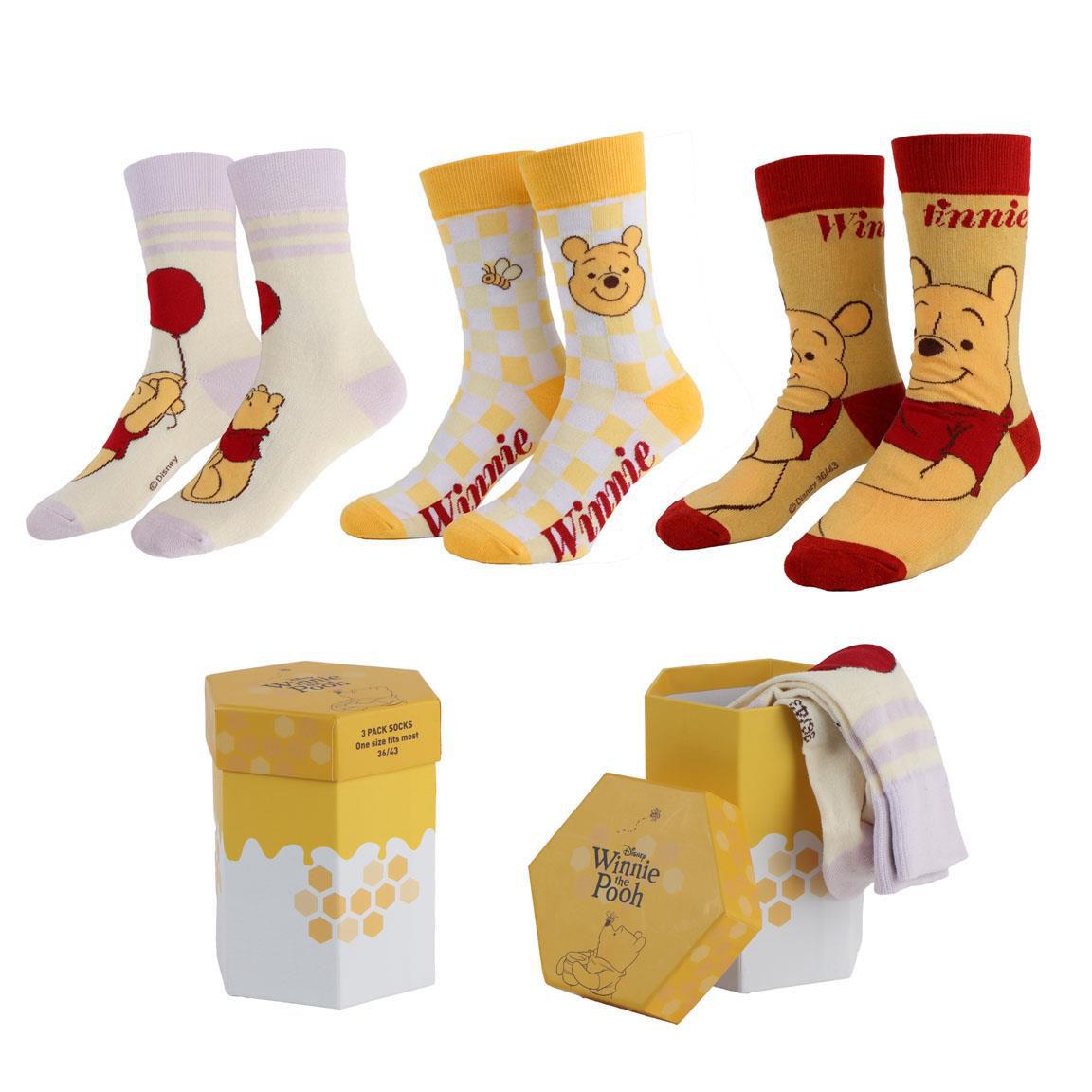 Winnie the Pooh- Conjunto de 3 Meias em caixa T.U (36-43)
