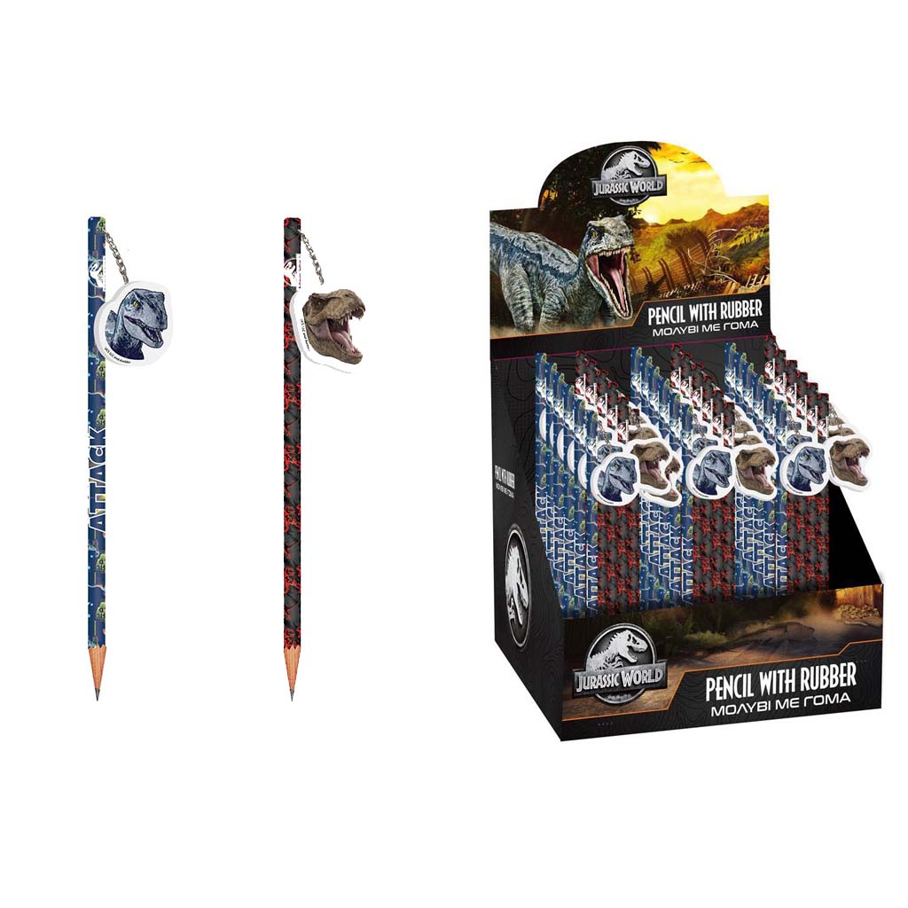 Jurassic World-  Lápis c/ borracha em expositor