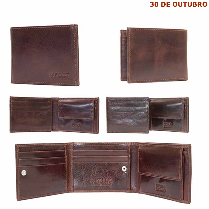 DiPelle- Carteira de documentos c/ porta-moedas e mola