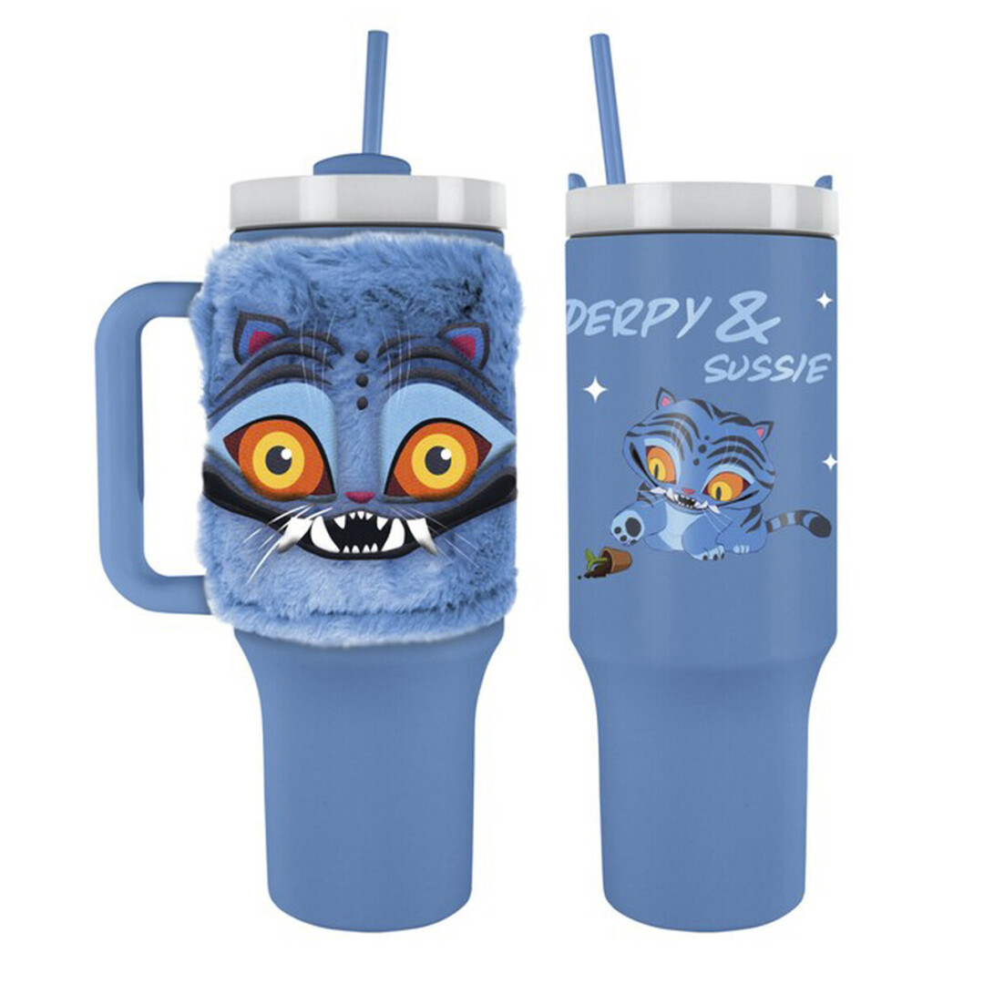 K-POP- Copo térmico 1200 ml c/ capa em peluche