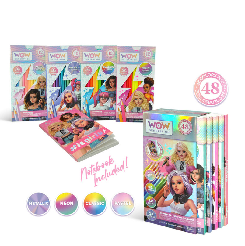 WOW Generation- Conjunto para colorir c/  12 lápis de cor