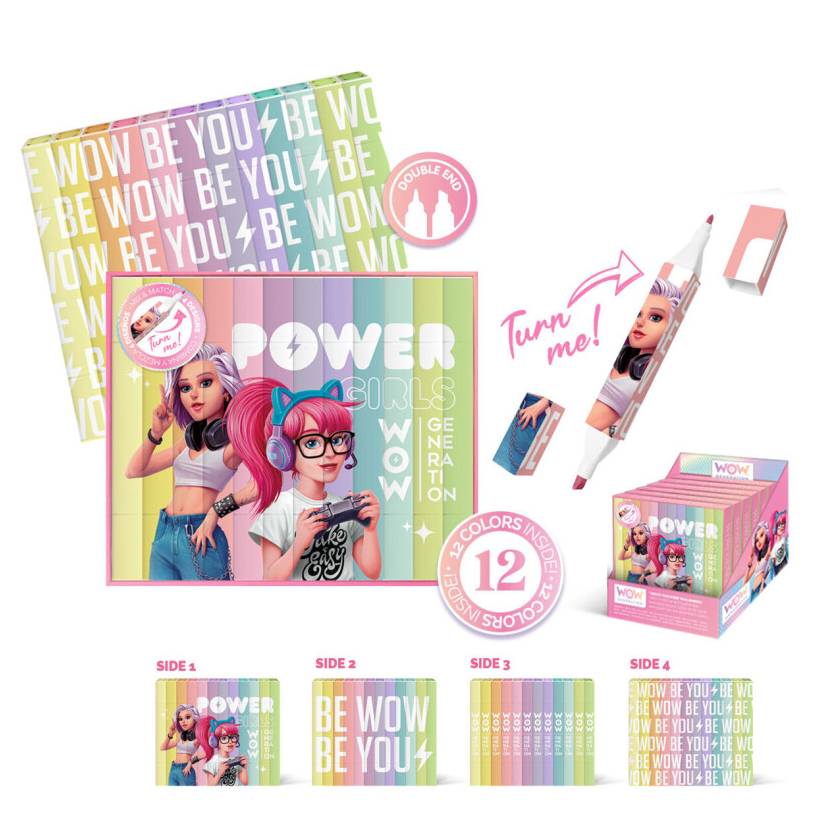 WOW Generation- Conjunto de 12 marcadores dupla ponta