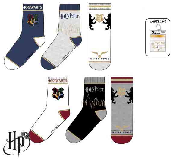 Harry Potter- Conjunto de 3 Meias (23-34)