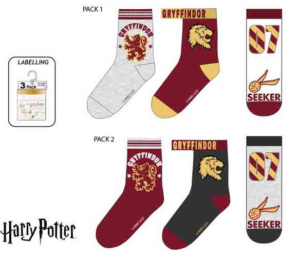 Harry Potter- Conjunto de 3 Meias (23-34)