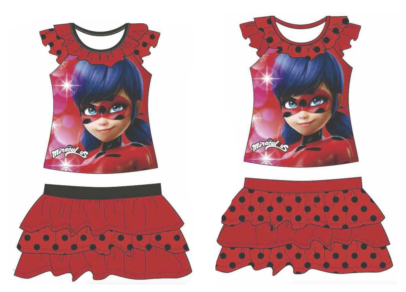 Ladybug- Conjunto T-Shirt e Saia  (3 a 8)
